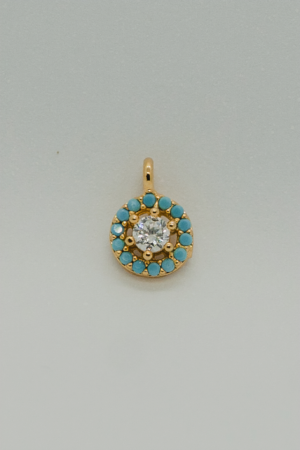 Turkuaz Detaylı Yuvarlak Charm – STR001